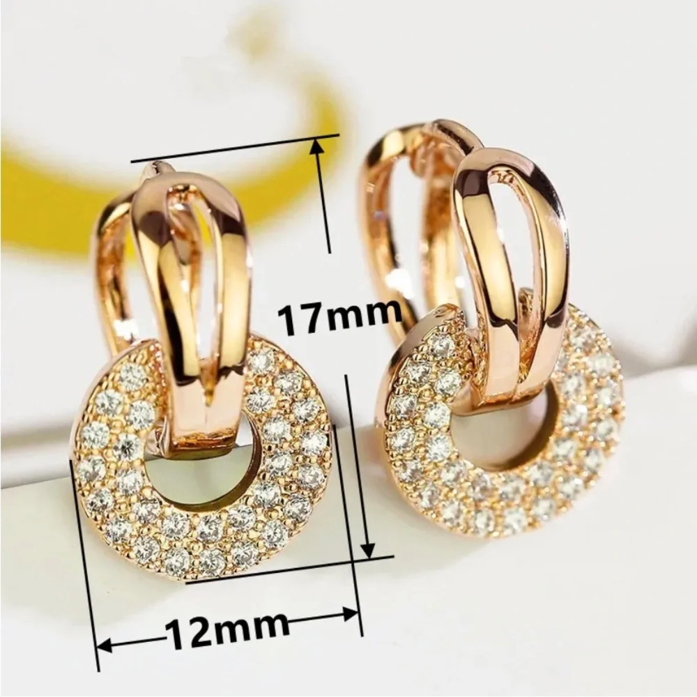New 18k Yellow Gold Plated Diamond Earrings
